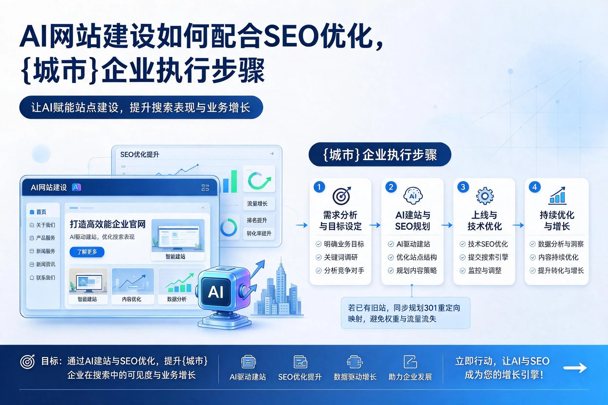 AI网站建设如何配合SEO优化，鸡西企业执行步骤